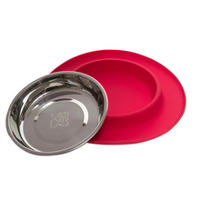 Load image into Gallery viewer, Messy Cats Single Silicone Feeder with Stainless Bowl - Medium 1.75 Cup Bowl - Red