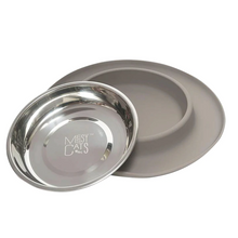 Load image into Gallery viewer, Messy Cats Single Silicone Feeder with Stainless Bowl - Medium 1.75 Cup Bowl - Grey
