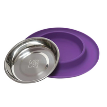 Load image into Gallery viewer, Messy Cats Single Silicone Feeder with Stainless Bowl - Medium 1.75 Cup Bowl - Purple