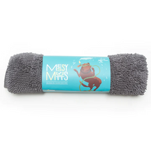 Load image into Gallery viewer, Messy Mutts Dog Drying Mat &amp; Towel with Hand Pockets - Grey Medium (36" x 24"")