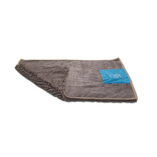 Load image into Gallery viewer, Messy Mutts Dog Drying Mat &amp; Towel with Hand Pockets - Grey Medium (36" x 24"")