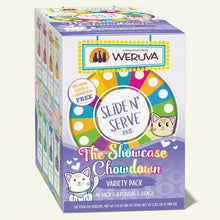 Load image into Gallery viewer, Weruva Wet Cat Food Patés Slide &amp; Serve Showcase Chowdown Variety Pack 2.8oz Pouch 16pk