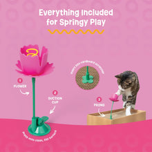 Load image into Gallery viewer, Giddy Kitty Springy Flower Cat Treat Toy - Playful Poppy Red