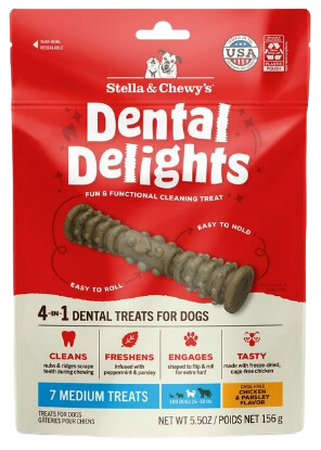 Stella & Chewy's Dental Delights Dog Treats - Medium (26-50 lbs) - 7ct / 5.5oz bag