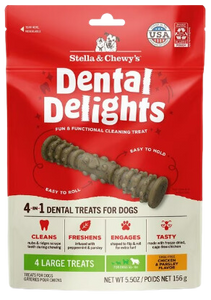 Stella & Chewy's Dental Delights Dog Treats - Large (51 lbs & up) - 4ct / 5.5oz bag