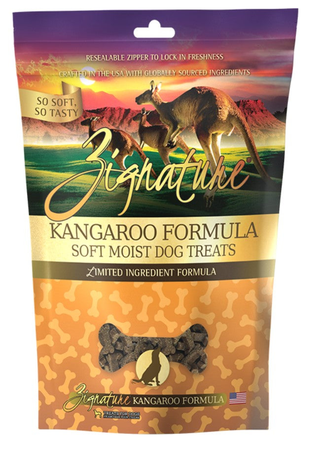 Zignature Dog Treats Grain-Free Soft Moist Kangaroo Formula 4oz Bag (New Heart Shape)