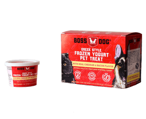 Boss Dog® Greek Style Frozen Yogurt Pet Treat - Real Cheddar & Bacon Flavor 3.5oz Cups 4-Pack