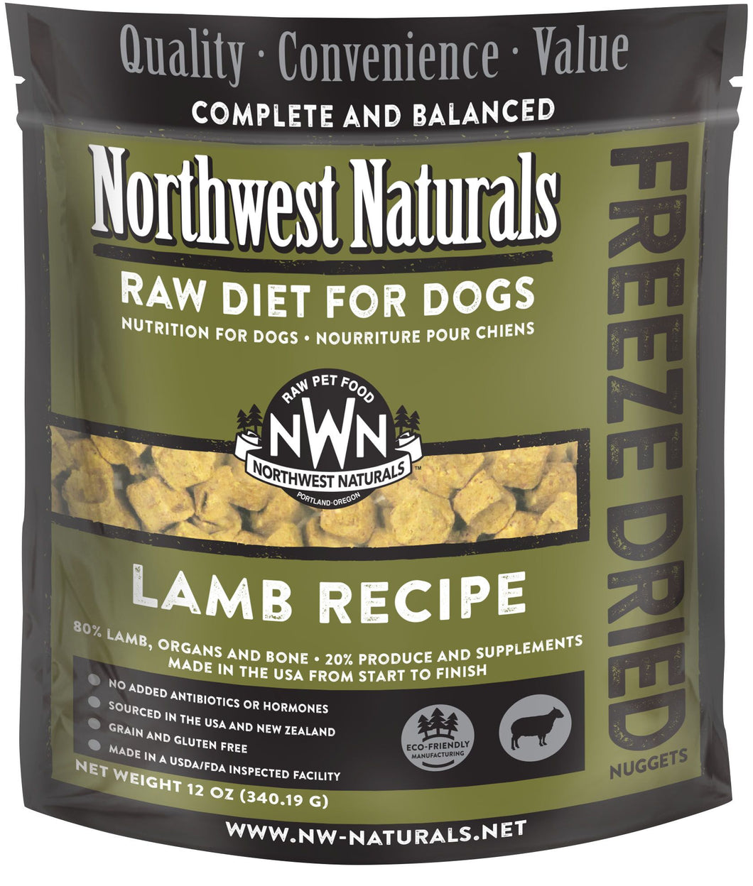 Northwest Naturals Freeze-Dried Dog Food - Lamb Recipe - 12oz Bag
