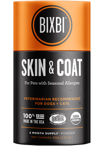 Bixbi Mushroom Supplements for Dogs & Cats - Skin & Coat 60g/2.12oz Jar