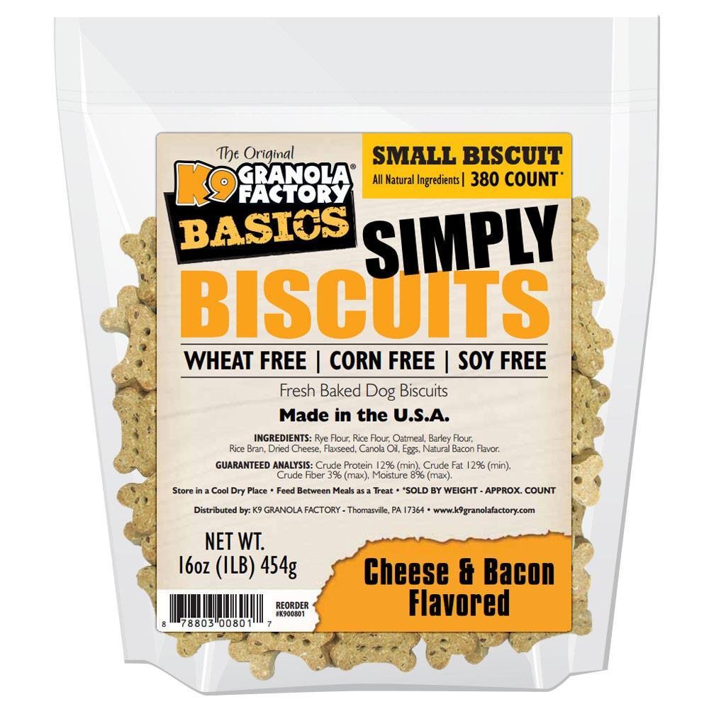 K9 Granola Factory Simply Biscuits - CHEESE & BACON Small 16oz Bag