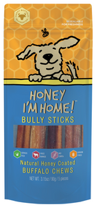 Honey I'm Home! Buffalo Bully Sticks 6" 3.15oz Bag - 5pk