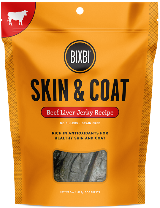 Bixbi Jerky Dog Treats Skin & Coat Beef Liver