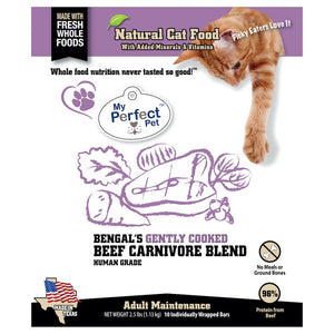 My Perfect Pet Frozen Gently Cooked Cat Food Carnivore Beef Blend for Adults 2.5lb Bag - 10 individually wrapped bars