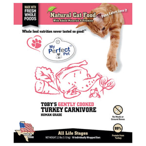 My Perfect Pet Frozen Gently Cooked Cat Food Carnivore Turkey Blend for Adults 2.5lb Bag - 10 individually wrapped bars